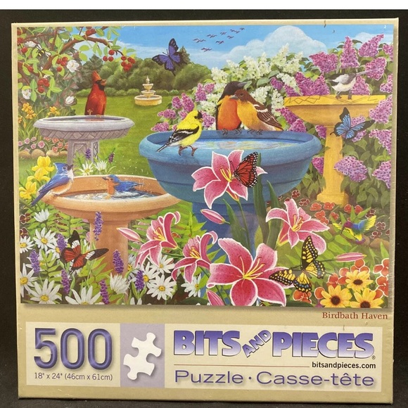 Bits and Pieces Games New Birdbath Haven 50 Piece Jigsaw Puzzle